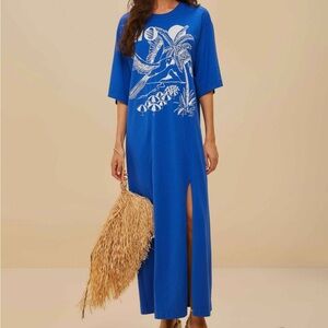 Farm Rio Organic Cotton Maxi Dress - Blue (size M) - NWT NEVER WORN